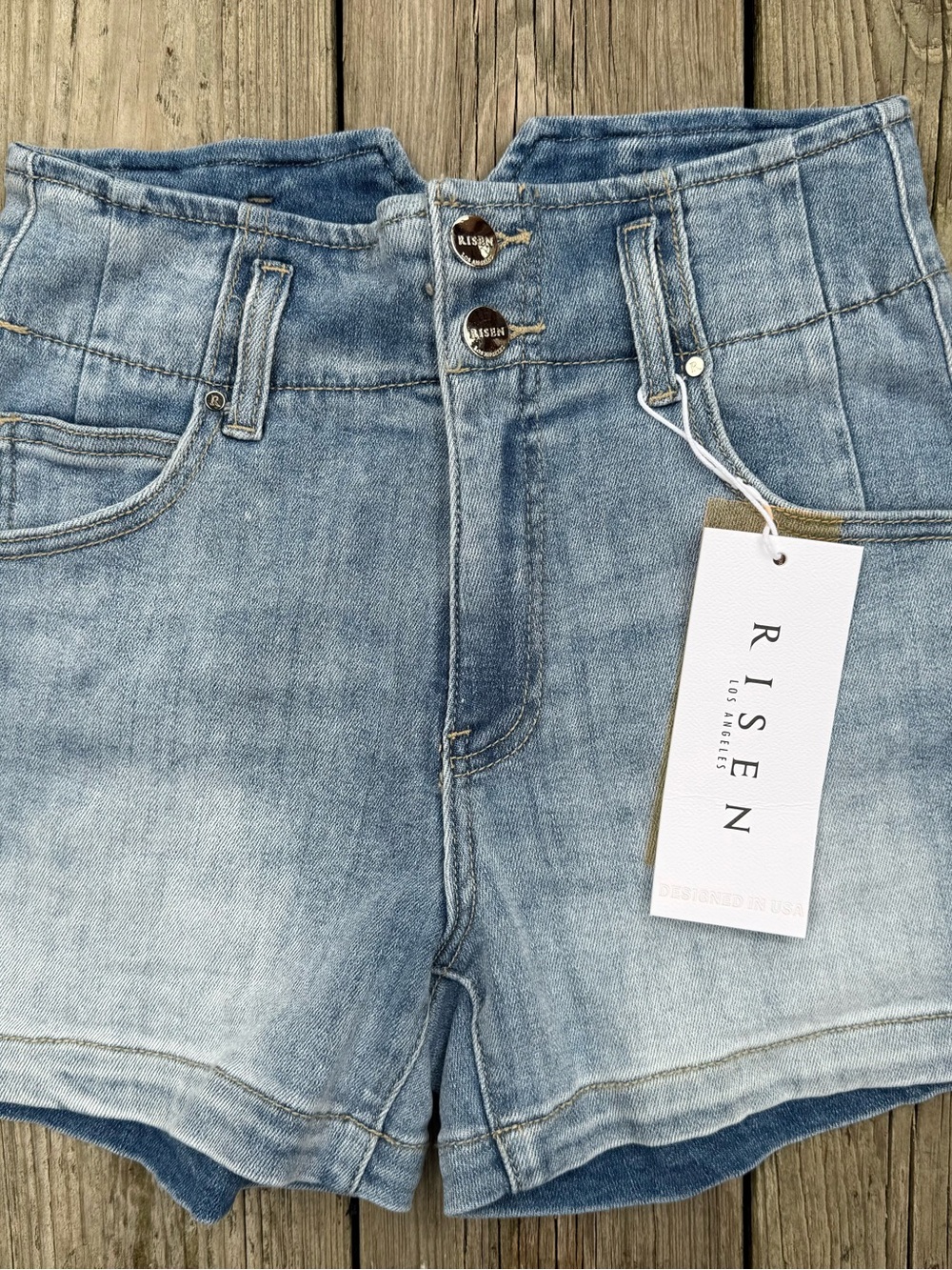 Risen Los Angeles High-Rise Light Blue Denim Shorts women’s small
